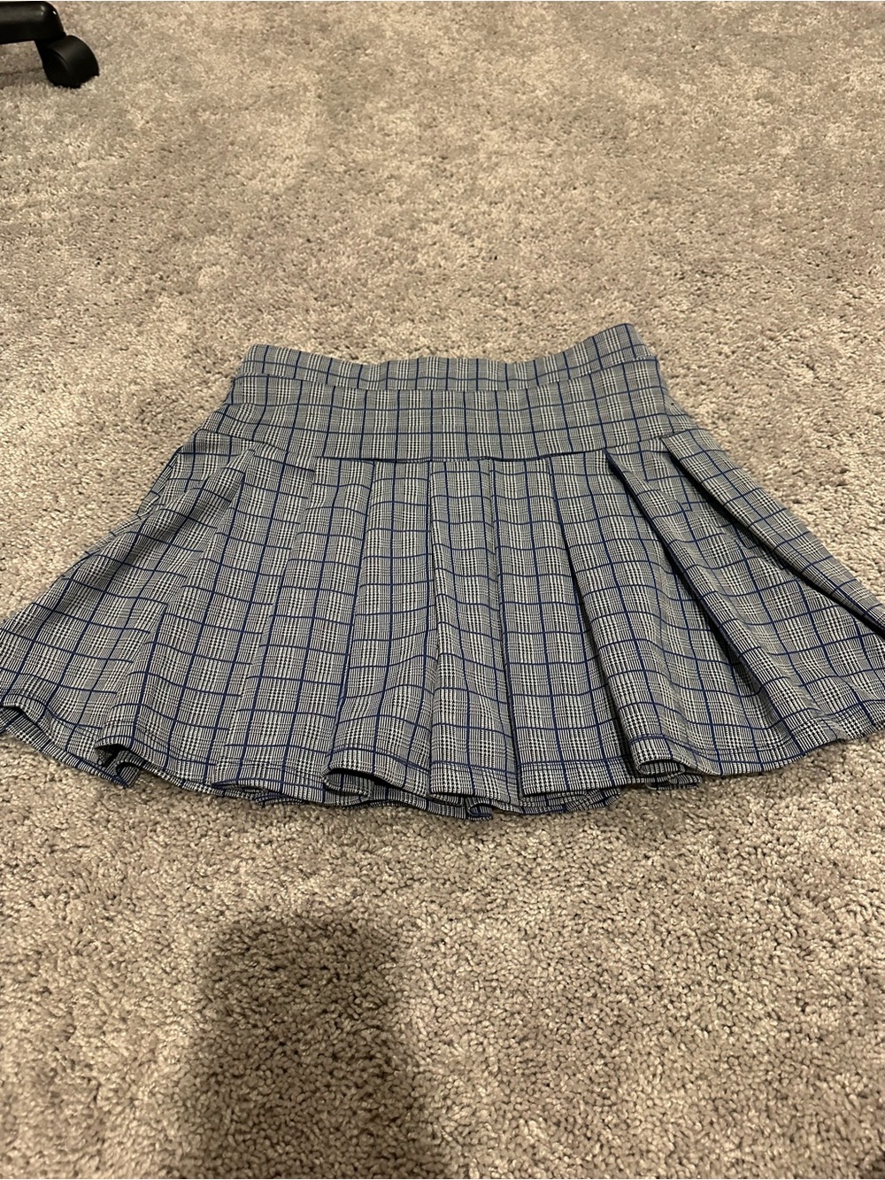 Pleated Blue Plaid Mini Skirt